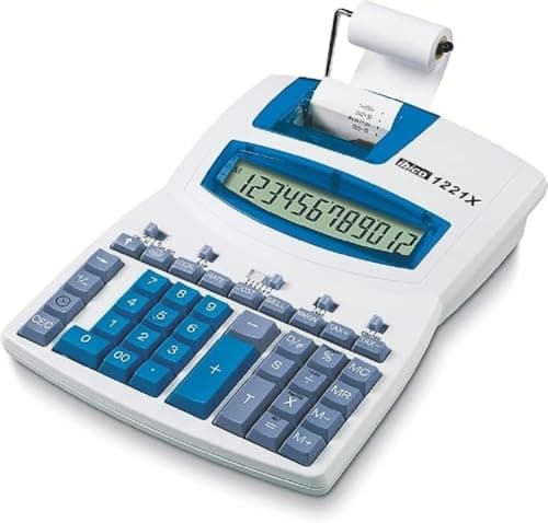 Image of Rexel Ibico 1221X Semi-Professional Print Calculator with LCD Display (White/Blue)