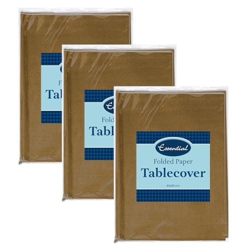 Image of Venuscello 6 x Gold Paper Table Cover Cloths, 90cm x 90cm Square, Disposable, Folded, for Birthday Party