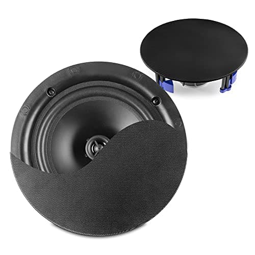 Image of Power Dynamics PD NCBT5B Black Wireless Bluetooth Ceiling Speaker System – 5.25 inch, Active Pair, 40W RMS, Coaxial 2-Way, Magnetic Slim Grille, Line Input, Bluetooth 5.0 for Home & Commercial Audio
