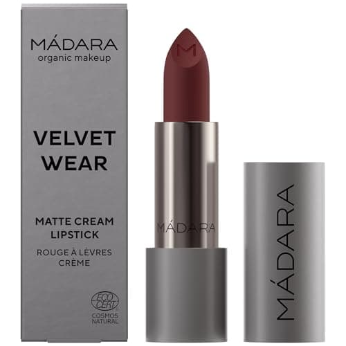 Image of MÁDARA Velvet Wear Matte Cream Lipstick #35 Dark Nude 3.8 g – Vegan Natural Cosmetics with Shea Butter & Blueberry Seed Oil, Nourishing, Long-Lasting, Velvety Finish, Lip Care