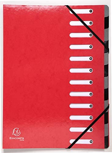 Image of Exacompta - Ref 53925E - Iderama Collection - Harmonika Multipart File - 245 x 320mm in Size, Suitable for A4 Documents, 12 Multicoloured Tabbed Sections - Red