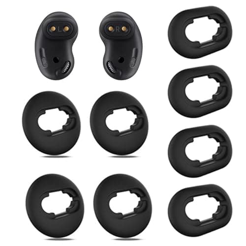 Image of 4 Pairs Ear Buds Replacement Tips Suitable for Samsung Galaxy Buds Live, Small & Large Silicone Replacement Tips SM-R180 Bluetooth Headset Silicone Cover (Black)