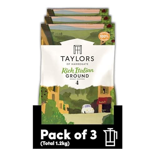 Image of Taylors of Harrogate Rich Italian Ground Coffee, 400 g (Pack of 3 - Total 1.2 kg)