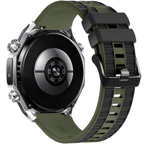 Image of 22mm Strap Compatible with Huawei Watch GT6 Pro / GT6/GT5 Pro/GT5/GT4/GT3 46mm,Ultimate 2 Quick Release Silicone Strap for Amazfit bip 6/Garmin Venu4 45mm Rugged Bands 22mm (Green and Black)