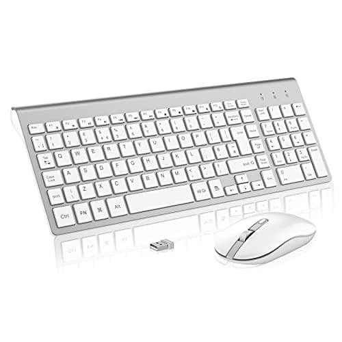 Image of Wireless Keyboard Mouse Combo, cimetech 2.4G Ultra-Thin Keyboard and Mouse Set with Sleek Ergonomic Silent Design & Stable Connection for Windows PC Laptop Computer (SilverWhite)
