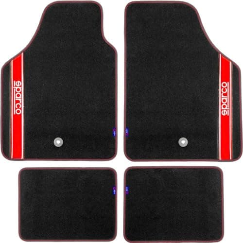 Image of SPARCO 03763BRS Set of 4 Universal Rugs in red/Black