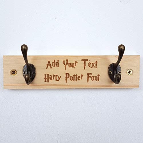 Image of Cutncraft Designs Wooden Coat Pegs Door Hook Hanger Personalised Name Custom Made Childrens bedroom Nursary- in Harry P Font