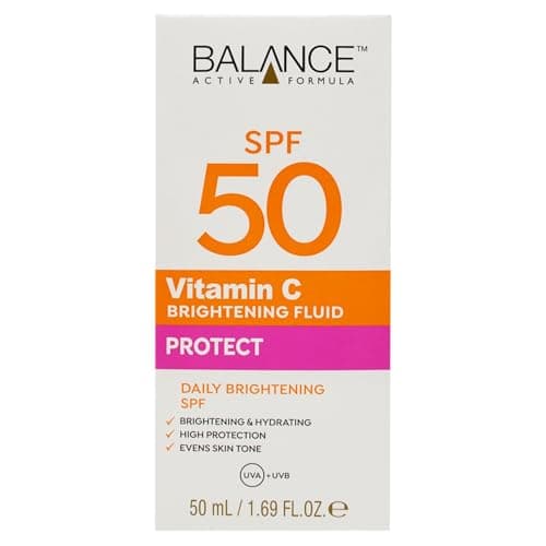Image of Balance Active Formula Vitamin C Brightening Fluid SPF 50 (50ml) - Daily Facial Moisturiser with Broad Spectrum UV Protection, No White Cast Sunscreen for All Skin Types