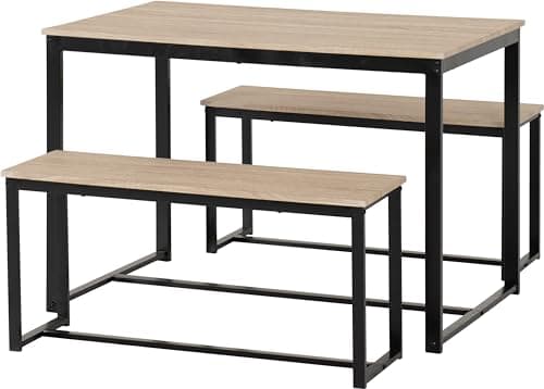 Image of Seconique Lincoln 1+2 Dining Bench Set in Sonoma Oak Effect/Black