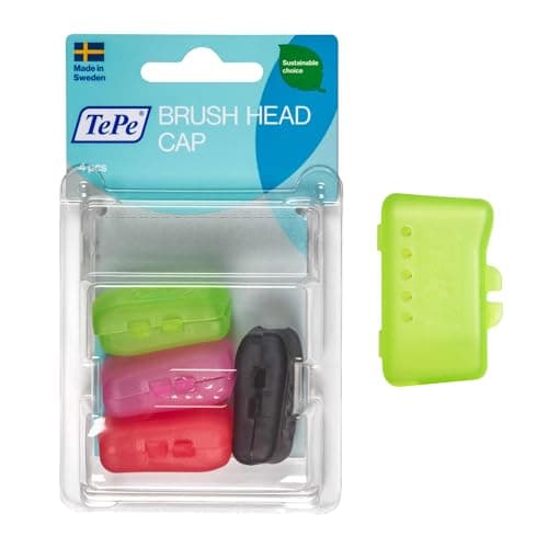 Image of TePe Brush Head Cap, 4pcs, Small Practical Travel Cap for Manual toothbrushes, Suitable for All TePe toothbrushes, Quick Drying of toothbrushes