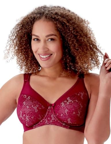 Image of Berlei Beauty Lace Underwired Smoothing Bra Burgundy 40DD