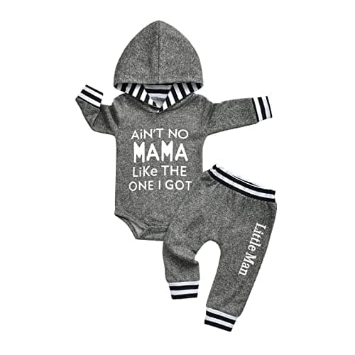 Image of Baby Boy Clothes Tracksuit Hoodie Long Sleeve Tops Pants 2pcs Clothing Sets Grey(0-3 Months)