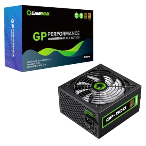 Image of GameMax GP-Series 500W 80 Plus Bronze Power Supply - 500W GameMax GP-Series GP-500, Fully Wired, Single Rail, 140mm Fan, ATX PSU | Black