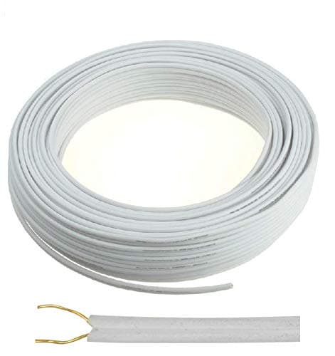 Image of K M Electronics® Bell Wire Flat 2 Solid CORE Flexible DOORBELL INTERCOM Phone Cable 10M