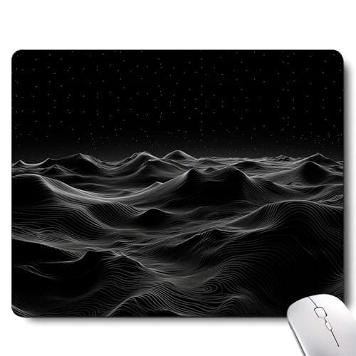 Image of Black 3D Topographic Contour Unique Design Mouse Pad,Gaming Mouse Pads for Desk, Keyboard Mouse Mat Mousepad with Non-Slip Base for Home Office Work Laptop Wireless Mouse Computer Desk Accessories