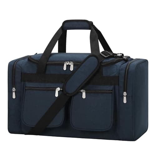 Image of ZZY Men's 40L Gym Bag Sports Duffle with Lockable Zipper, 20-Inch Holdall for Fitness, Workout, Travel, Weekend Overnight Bag (Navy Blue)