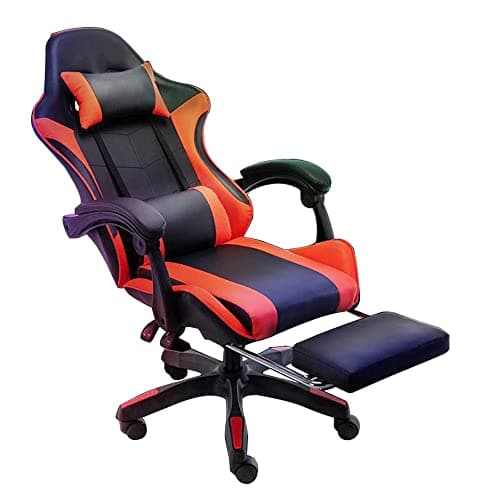 Image of Gaming Chair Ergonomic Computer Chair Office Chair Desk Swivel Chair Adjustable Reclining Footrest Cushion Red New!