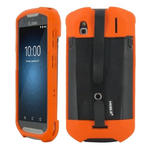 Image of Mobilis Case for Zebra TC51 TC52 TC56 TC57 Mobile Computer with HandStrap & Stylus Holder, Reinforced Military Protection - Antimicrobial - High-Visibility & Easy Identification - Fluorescent Orange