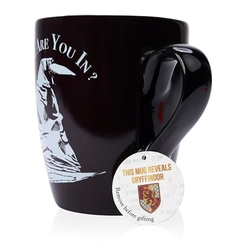 Image of WOW! STUFF Harry Potter Sorting Hat Mug - Gryffindor | Heat Age 14+ Reveals The Hidden Hogwarts House | Thermal Pattern Change, Black