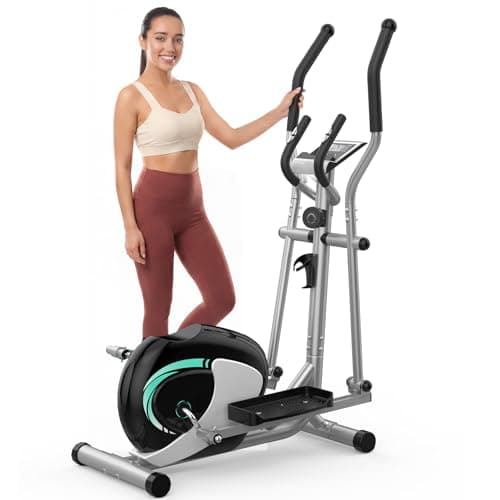 Image of Dripex Cross Trainer, Compact Elliptical Machine for Home with 16 Resistance Levels, Quiet & Smooth Magnetic Elliptical Cross Trainer with 6KG Flywheel, LCD Monitor, Pulse & Device Holder (Green)