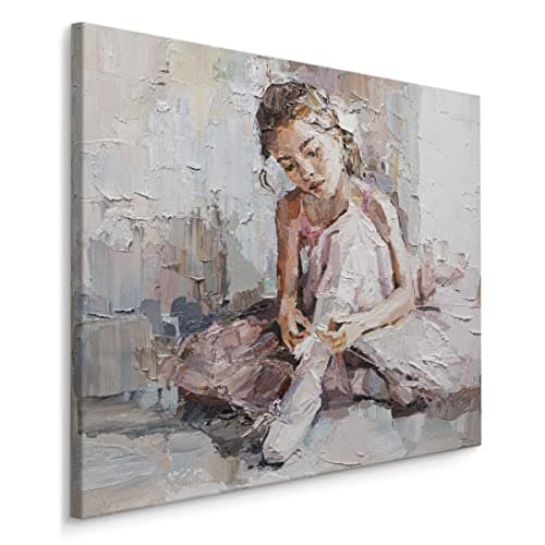 Image of Wallepic Canvas Picture Ballerina Ballet Painting Dance Art Print 3D Effect Modern Pattern Canvas Wall Picture Wall Decoration for Living Room Office Guest Room Width 50cm x Height 50cm