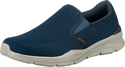 Image of Skechers Men's 232016 EQUALIZER 4.0 TRIPLE-PLAY Trainers, Navy Engineered Mesh/Orange Trim, 9.5 UK