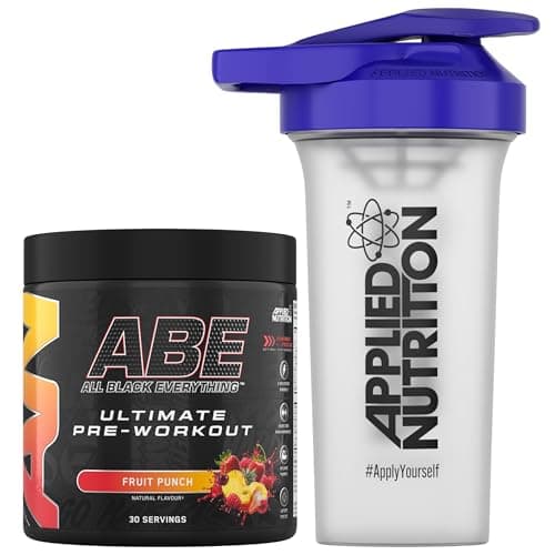 Image of Applied Nutrition Bundle ABE Pre Workout 375g + 700ml Protein Shaker | All Black Everything Pre Workout Powder, Energy & Physical Performance with Creatine, Beta Alanine (Fruit Punch)