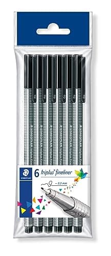 Image of STAEDTLER 334-9 PB6 Triplus Fineliner Superfine Pen, 0.3mm Line Width - Black (Polybag of 6)