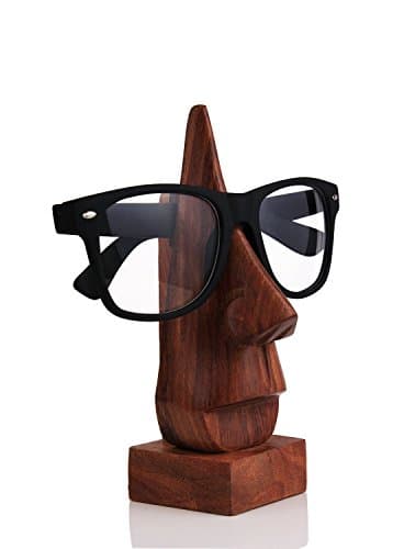 Image of storeindya Wooden Handmade Nose-Shaped Eyeglass Spectacle Holder,Eyewear Retainer, Sunglasses Holder, Spectacle Display Stand