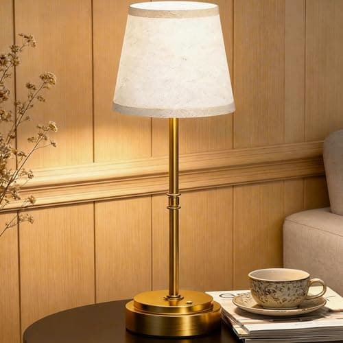 Image of Litluzecozy Rechargeable Cordless Table Lamp Gold - 7500mAh Battery Table Lamps Indoor, 2-in-1 Small Rechargeable Lamp Touch Dimmable, Wireless Desk Light for Living Room & Bedroom (Gold, 1 Pack)
