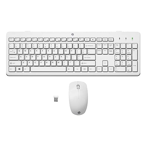 Image of HP 230 Wireless Mouse and Keyboard Combo | Quiet and comfortable keystrokes | Number Pad | QWERTY UK Layout | 1600 DPI Optical Mouse Sensor | 2.4GHz Wireless USB dongle included | White