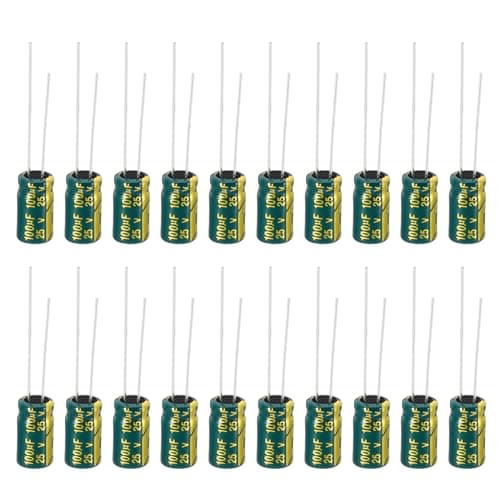 Image of PATIKIL 25V 100uF Electrolytic Capacitors, 20Pcs 6x12mm Aluminum High Frequency Electrolytic Capacitors for TV, LCD Monitor, Refrigerator, Circuit Boards, Green