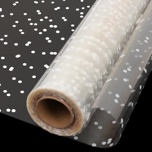 Image of 80CM Cellophane Wrap White Dot Wrapping Paper Roll,Wide 80CM x Long 30M Folded Florist Gift Wrappings for Christmas Birthday Gifts Hampers Easter Basket Valentines Day Flowers Crafts Packing Supplies