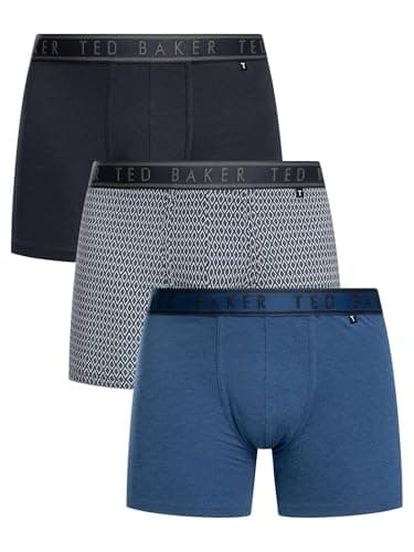 Image of Ted Baker 3-Pack Cotton Fashion Boxer Brief,Navy/Mani Navy/Estate Blue,L