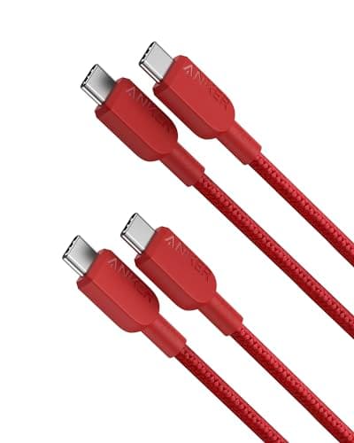 Image of Anker USB C to USB C Cable (2Pack, 3FT/0.9m),240W Type-C Fast Charging Cord for iPhone 16/15 Series,MacBook Pro 2020,iPad Air 4 and More (Red)