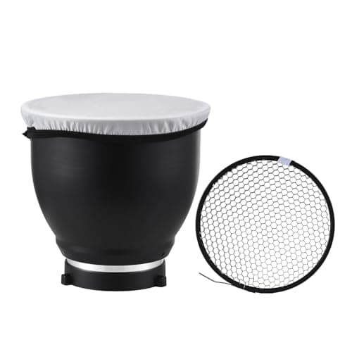 Image of Andoer 7 Inch Bowens Mount Beauty Dish Standar Reflector Diffuser Lamp Shade Dish with 60°Honeycomb Grid & Diffuser Sock for Bowens Mount Studio Strobe Flash Light Speedlite