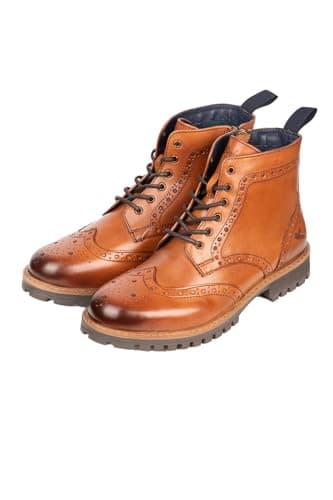 Image of Rydale Men's Lace Up Brogue Mark Boots Men Footwear Yard Country Leather Boot (Elgin Tan, UK Footwear Size System, Adult, Men, Numeric, Medium, 9)