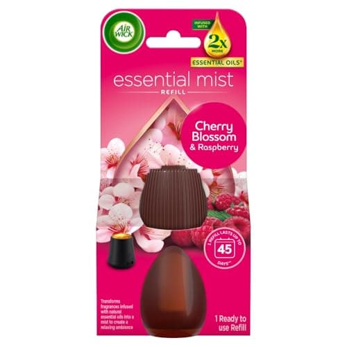 Image of Air Wick Cherry Blossom & Raspberry Essential Mist Single Refill 1x20ml, Lasting for up to 45 days per refill, Air Freshener