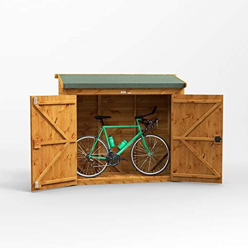 Image of POWER High Grade Premium Pent Bike/Bicycle Wooden Shed with Security Features, Door and window Flexibility, made from 12mm Extra Thick Timber