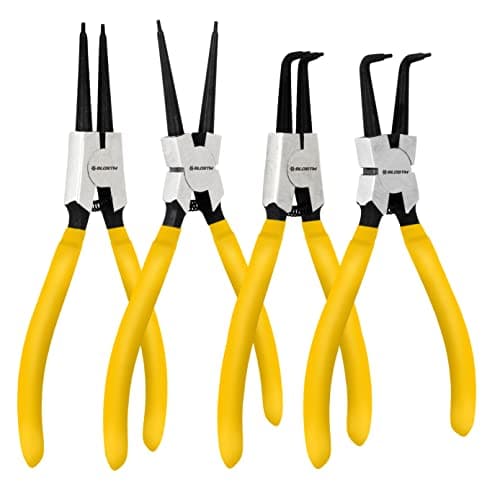 Image of BLOSTM Set of 4 Circlip Pliers - 7-inch Internal & External Straight & Bent Tip, Heavy Duty 7" Snap Ring Pliers Set with Durable Springs and Soft Handles, Includes Storage Case - 4 PCS