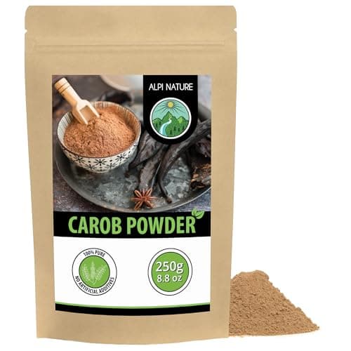 Image of Alpi Nature Carob Powder 250g 8.8 oz, Dried and Ground Carob pods, Natural Sweetener for Baking