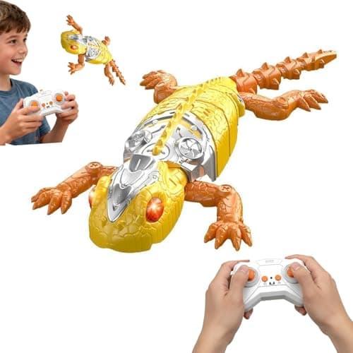 Image of PEAMOO Wall Crawler Gecko with LED Eyes, Climbs Walls,360° Rotation RC Robot Lizard for Kids, Rechargeable Remote Control Lizard Toy for 3 4 5 6 7 8 Year Old Boys Birthday Xmas Gifts (yellow)