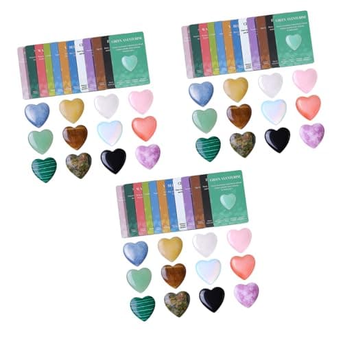 Image of Shurhome 12/24 / 36Pcs Heart Shape Natural Stone for Anniversary Birthday Valentines with Affirmation Cards Present Gifts