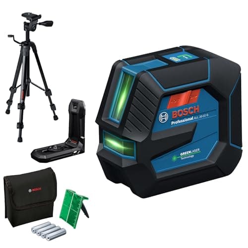 Image of Bosch Professional line Laser GLL 20-22 G LB 10 Bracket, Green Laser, Indoor use, Dual Power Source, 2 x 1.5V LR6 Batteries, Protective Bag, BT 150 Tripod