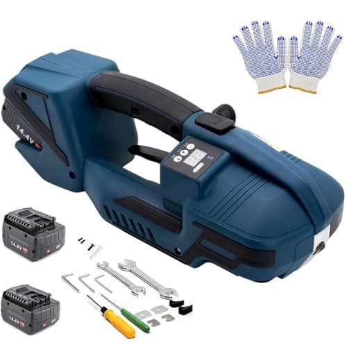 Image of HIGHTOP Electric Strapping Machine with LCD Screen 2 * 4000mah Battery,Portable Electric Strapping Tool for 1/2-5/8Inch PP PET Straps,Automatic Pallet Packaging Banding Tools for Strapping