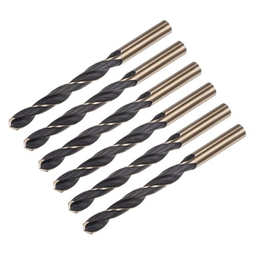 Image of sourcing map 6pcs Jobber Drill Bits 11mm (0.433") Black Nitride & Gold Titanium Coated M2 High Speed Steel (HSS) Twist Drill Bits for Stainless Steel Aluminum Alloy Metal