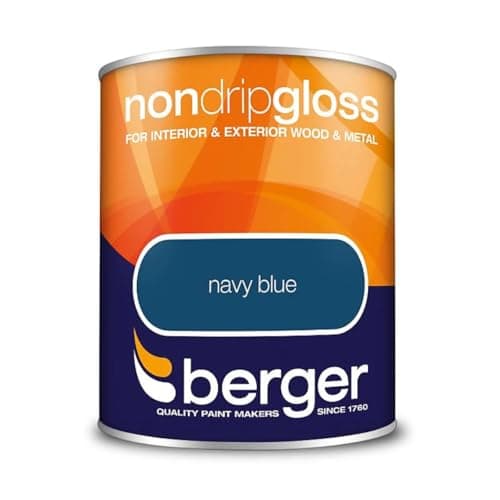 Image of Navy Blue Non Drip Gloss Paint 750ml | Interior and Exterior Wood and Metal Paint | High Shine Durable Gloss Finish | Non Drip Trim Paint for Doors Skirting Boards Gates and Railings
