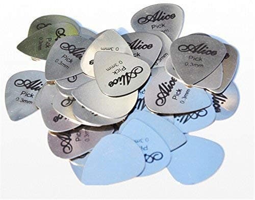 Image of Alice Pack of 6 Metal Guitar Picks Plectrums | AP100S |Stainless Steel | 0.30mm