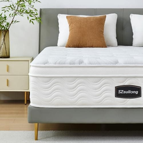Image of SZsuilong Double Mattress 4FT6 with Comfortable Memory Foam, Pocket Sprungs Hybird Mattress with Motion Isolation, Orthopaedic Mattresses Medium Firm, 10.2 Inch Deep, 135 x 190 x 26 cm