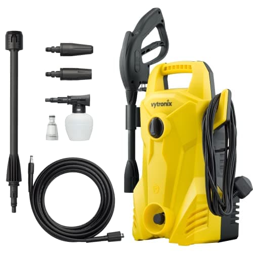 Image of Vytronix PW1500 Powerful Electric Pressure Washer 1400W | Jet Wash | High-Performance Power Cleaner for Car, Home, Patio and Garden Furniture | 105 Bar Water Jet Yellow